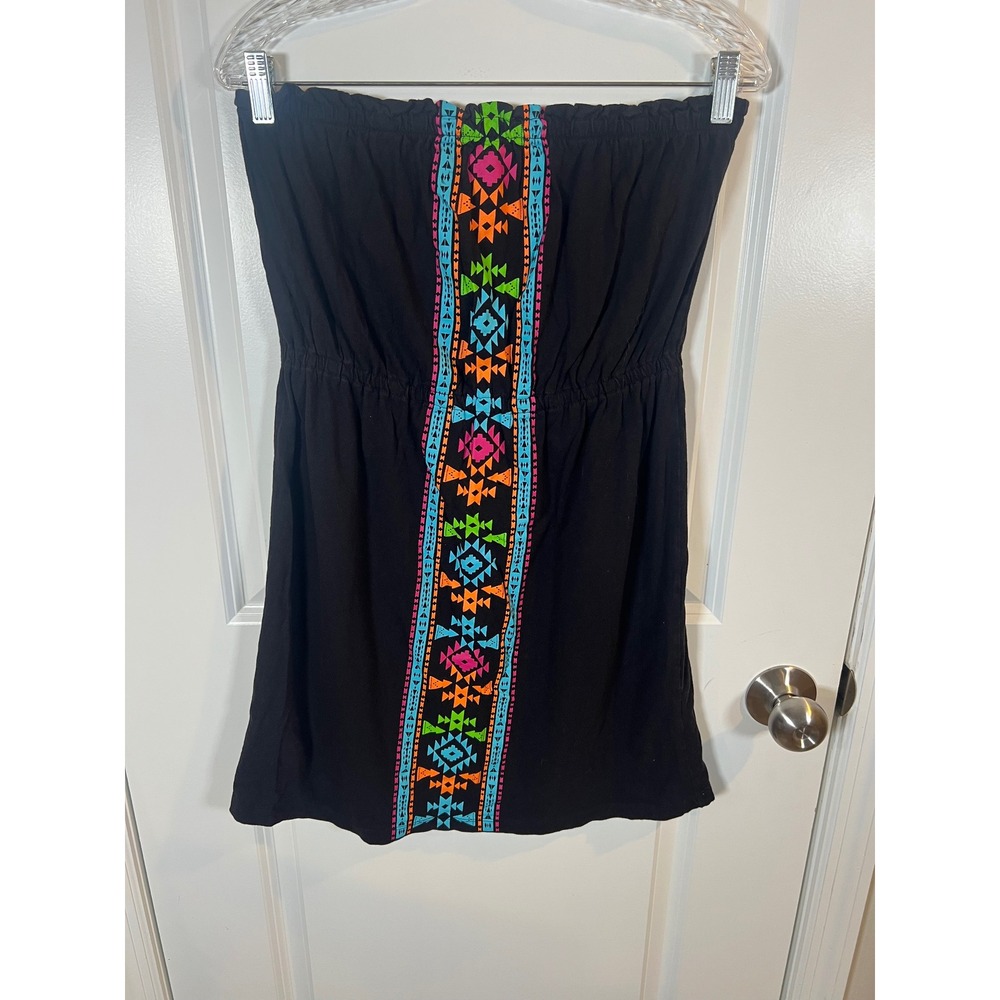 Southern Breeze Womens Tube Dress Geometric Embroidery Black XL